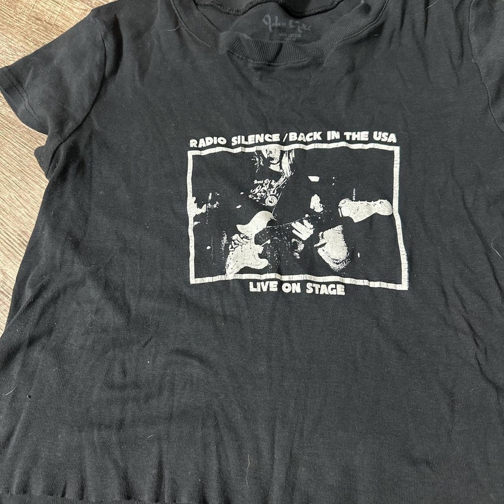 John Galt‎ grunge black cropped tee